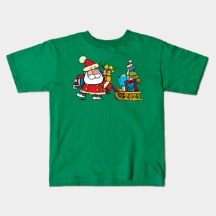 Santa Claus pulls a sledge Kids T-Shirt